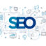 Concept SEO and Development web icons in line style. Contact, Target, Website. Digital network, social media